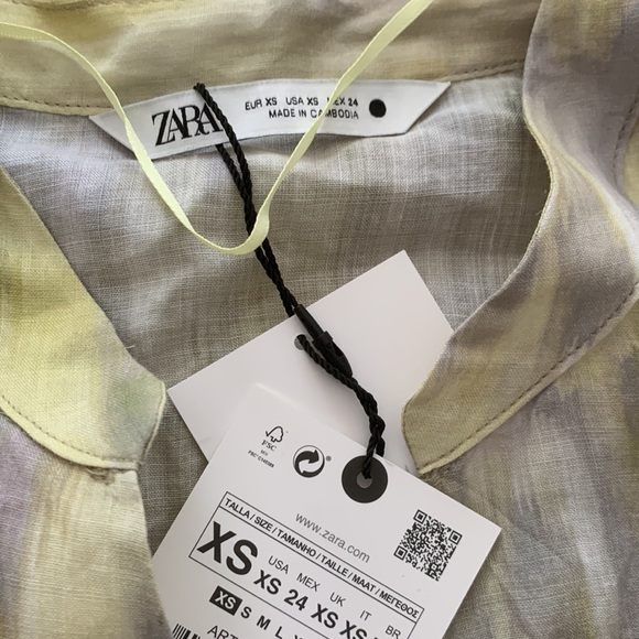 Zara NWT Printed Ramie Blouse - Picture 9 of 17